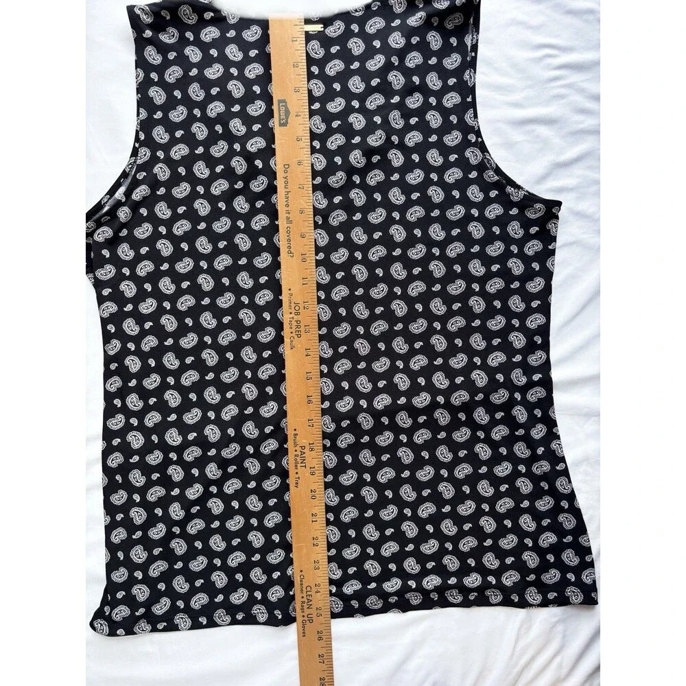 Michael Kors Womens Black Paisley Lace-Up V-Neck Sleeveless Tank Top Size XL